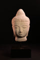 Stone Buddha Head on Pedestal